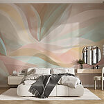 Wall murals Colorful swirly lines on a brown background