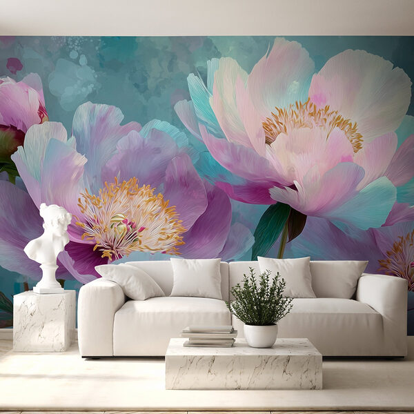 Wall murals Delicate blooms in soft pastel hues (SKU: w09087) Wall murals Wall murals Delicate blooms in soft pastel hues (SKU: w09087)
