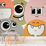 Wall murals Group of cartoon faces