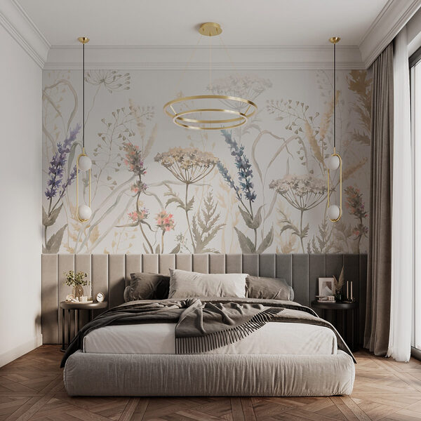 Watercolor painting of flowers and plants Wall murals Watercolor painting of flowers and plants