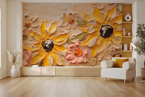 Painting of flowers on a wall Wall murals Painting of flowers on a wall