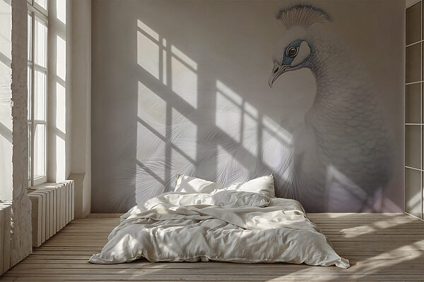 White peacock with blue eyes Wall murals White peacock with blue eyes