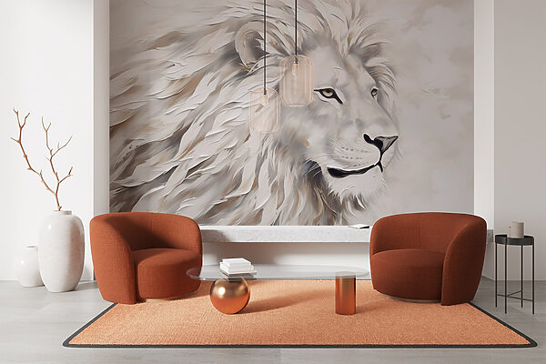 Wall murals Wall murals White lion with long hair (SKU: w03905)