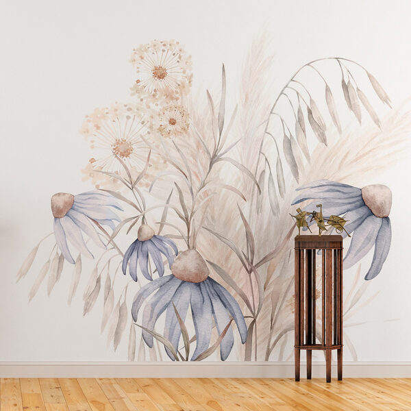 Watercolor painting of flowers and plants Wall murals Watercolor painting of flowers and plants
