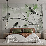Wall murals Group of birds sitting on a tree branch