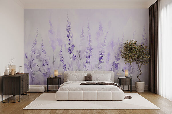 Wall murals Wall murals Painting of purple flowers (SKU: w09069v1)