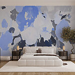 Wall murals Painting of flowers in blue and grey