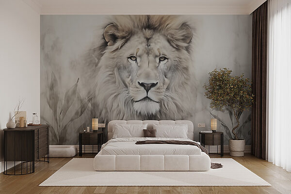 Majestic lion in serene surroundings Wall murals Majestic lion in serene surroundings