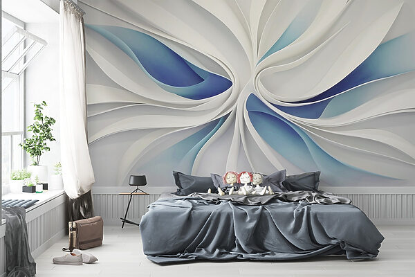 White and blue swirls Wall murals White and blue swirls