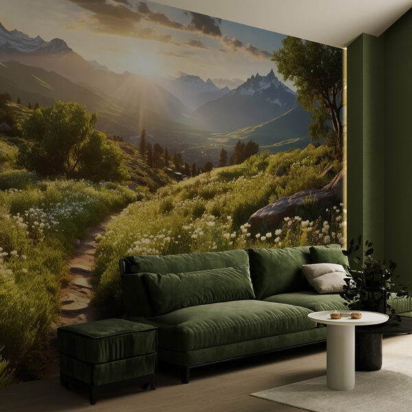 Wall mural Tree with a mountain in the background