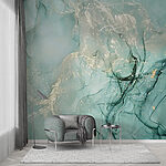 Wall mural Abstract teal and beige swirling patterns
