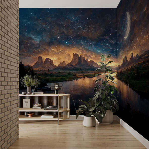Wall mural River with a body of water and a city in the background (SKU: u79812) Wall mural Wall mural River with a body of water and a city in the background (SKU: u79812)