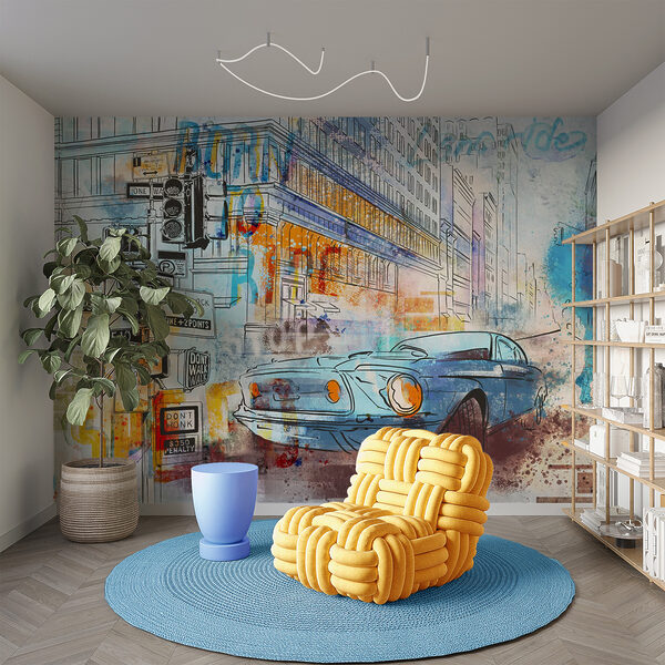 Wall mural Drawing of a car