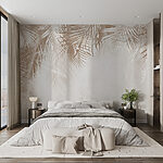 Wall mural Tropical leaves on textured background