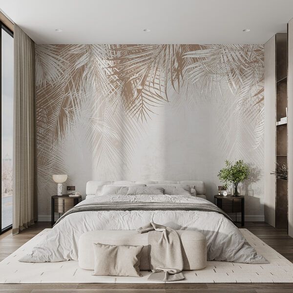Wall mural Tropical leaves on textured background