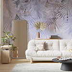 Wall mural Metallic palm leaves on textured background