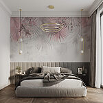 Wall mural Pastel palm leaves on white background