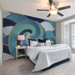 Wall mural Blue and white swirly waves