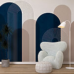 Wall mural Blue jar with white lines