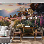 Wall mural Field of flowers and rocks