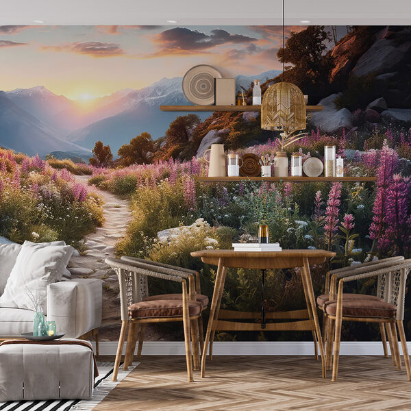 Wall mural Wall mural Field of flowers and rocks (SKU: u96210)