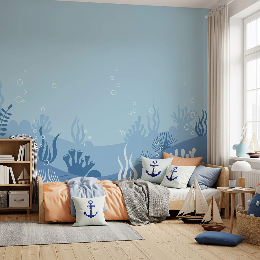 Wall mural Blue and white underwater scene (SKU: t00069)