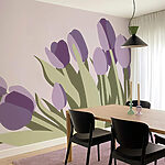 Wall mural Bunch of purple tulips