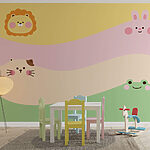 Wall mural Group of animals with a lion and a lion