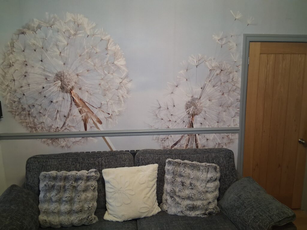 Wall mural White tree with white flowers
